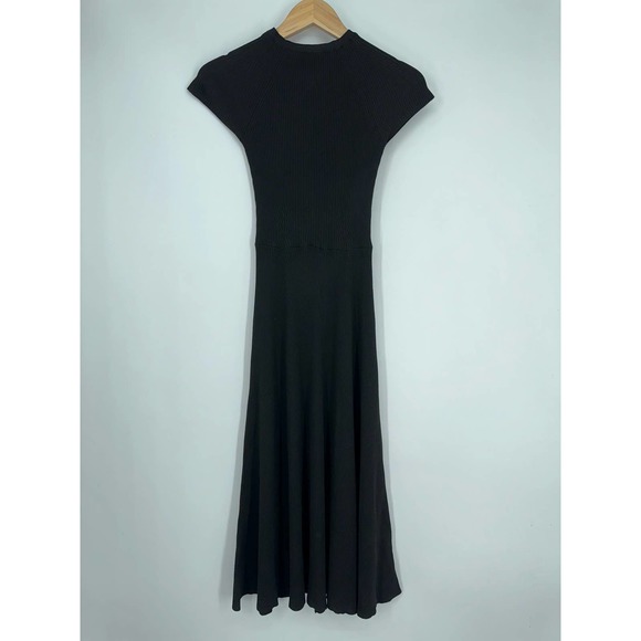 ZARA Fit & Flare Midi Dress Short Sleeve Rib Knit Maxi - Picture 4 of 12